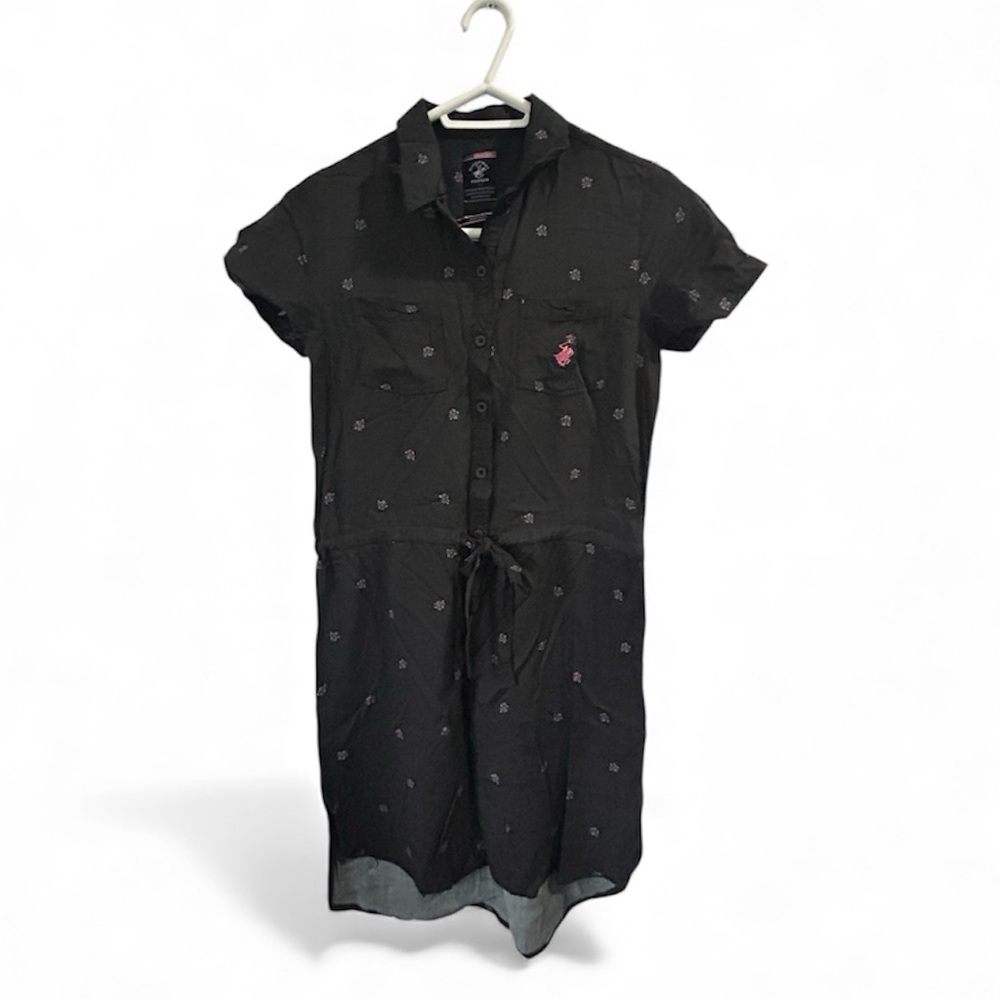 Beverly Hills Polo Club Black Mini Dress with Pink Accents